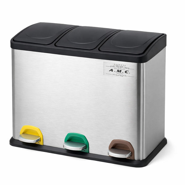 Set Pattumiera Raccolta Differenziata in Metallo 45 LT con Pedale