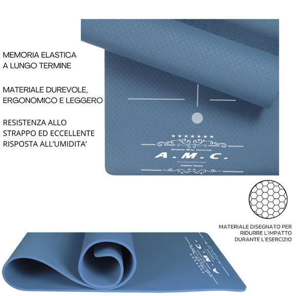 Tappetino Yoga in TPE Ecologico Doppio strato Antiscivolo 180x61 cm con Custodia