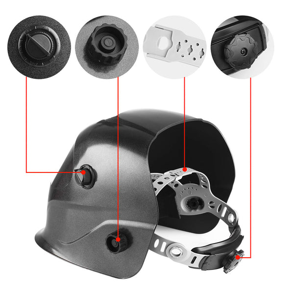 Casco per saldatore professionista 16 livelli UV, oscuramento variabile Din 9/13