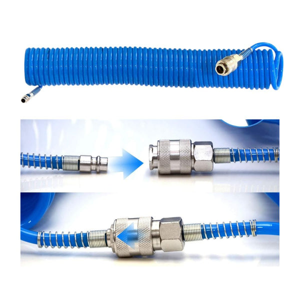 Tubo Aria Compressa 15 Metri Flessibile per Compressore Attacco Rapido