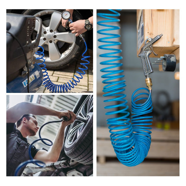 Tubo Aria Compressa 15 Metri Flessibile per Compressore Attacco Rapido