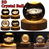 Lampada Notturna 3D Crystal Ball | Sfera in Cristallo con Base in Legno e Luce Calda