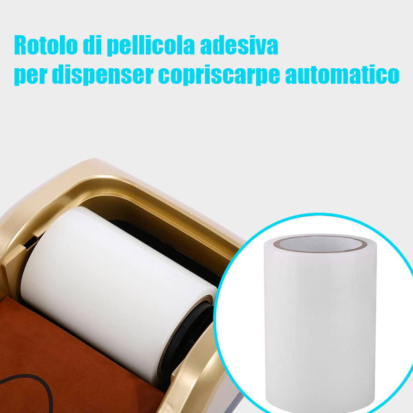 Rotolo pellicola adesiva per dispenser copriscarpe automatico 10x15 cm