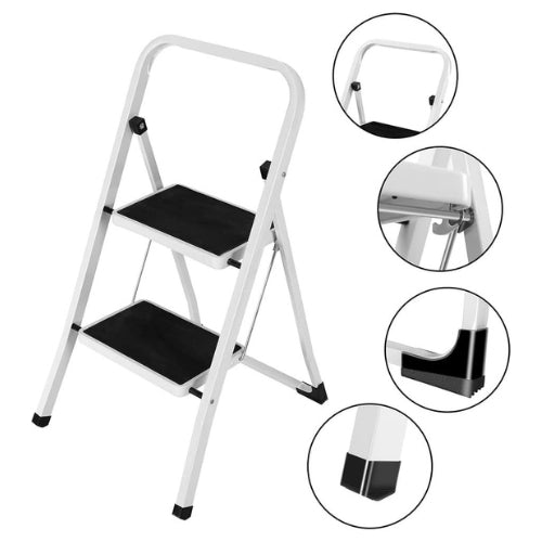 Scala Scaletta pieghevole salvaspazio con 2 gradini antiscivolo acciaio