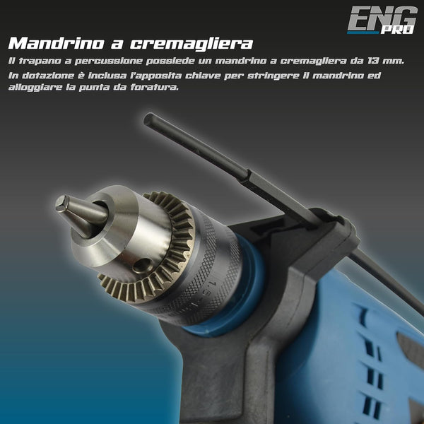 TRAPANO A PERCUSSIONE VBN 800W PROFESSIONALE – REGOLAZIONE VELOCITÀ E IMPUGNATURA ERGONOMICA