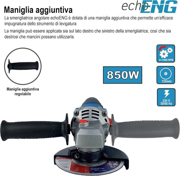 SMERIGLIATRICE ANGOLARE VBN 1100W – DISCO 125MM PROFESSIONALE