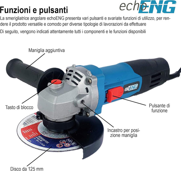 SMERIGLIATRICE ANGOLARE VBN 1100W – DISCO 125MM PROFESSIONALE