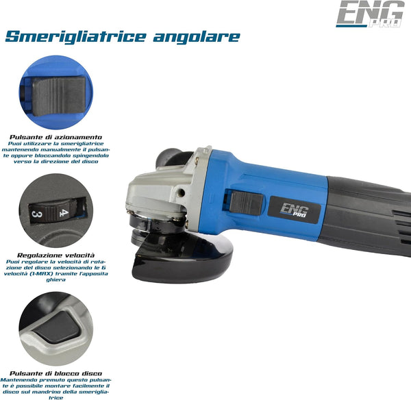 SMERIGLIATRICE ANGOLARE VBN 1100W – DISCO 125MM PROFESSIONALE