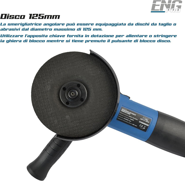 SMERIGLIATRICE ANGOLARE VBN 1100W – DISCO 125MM PROFESSIONALE