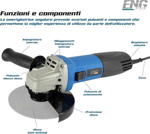 SMERIGLIATRICE ANGOLARE VBN 1100W – DISCO 125MM PROFESSIONALE