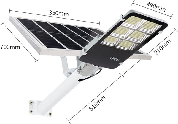 Lampione Solare LED 400W – Luce Stradale da Esterno con Pannello Monocristallino, Telecomando, Sensore Crepuscolare & Impermeabile IP65 / IP66