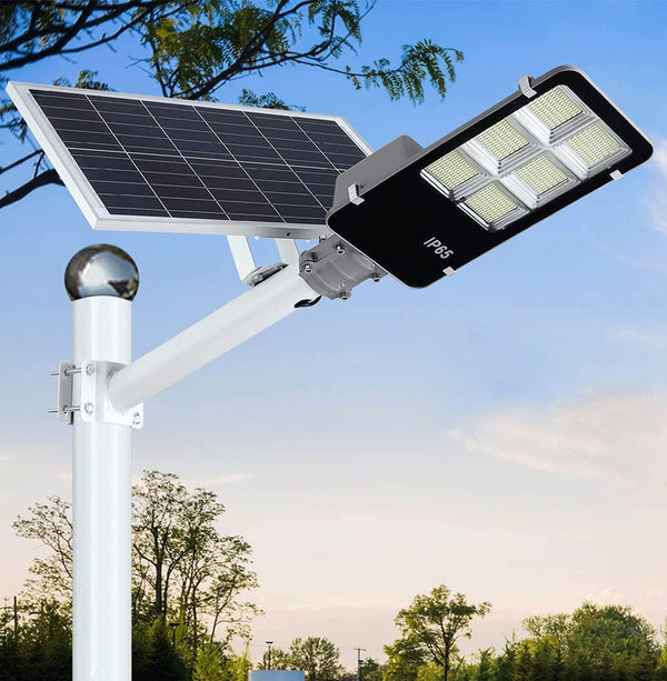 Lampione Solare LED 400W – Luce Stradale da Esterno con Pannello Monocristallino, Telecomando, Sensore Crepuscolare & Impermeabile IP65 / IP66