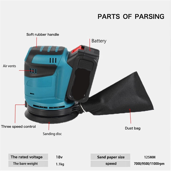 Levigatrice Orbitale a Batteria 18V LXT DBO180Z – 125mm (5”) | Senza Fili | Potente e Silenziosa per Legno, Muro e Verniciatura