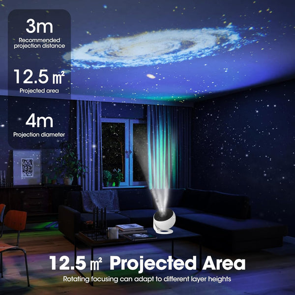 Proiettore Galassia LED 12 Film – Galaxy Projector con 12 Diapositive e Rotazione Silenziosa | Effetto Cielo Stellato Realistico per Camera, Bambini e Relax