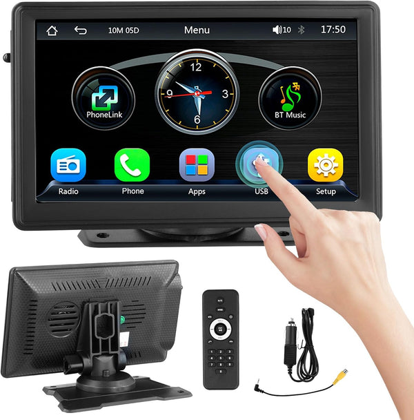Monitor Smart Auto myAI 7” Portable CarPlayer | Wireless Apple CarPlay & Android Auto | Bluetooth, GPS, Touchscreen