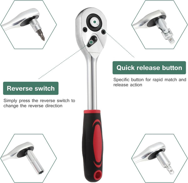 Set bussole e chiavi a cricchetto professionale con valigetta rigida – 108 pezzi