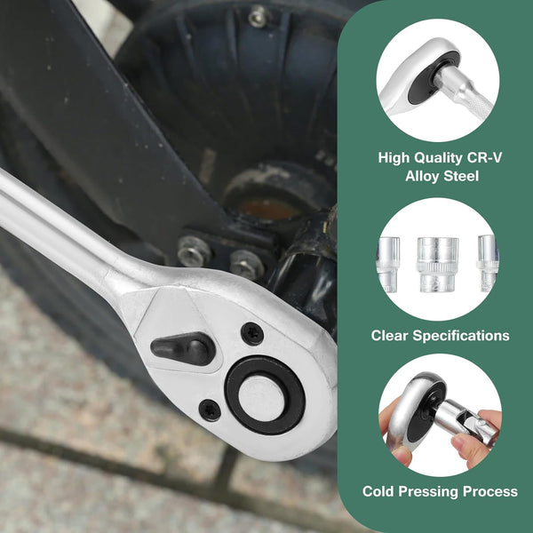 Set bussole e chiavi a cricchetto professionale con valigetta rigida – 108 pezzi