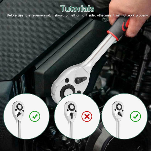 Set bussole e chiavi a cricchetto professionale con valigetta rigida – 108 pezzi