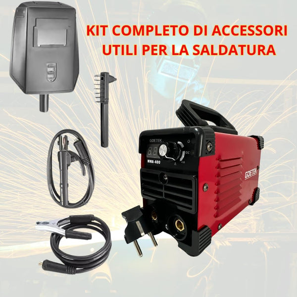 Saldatrice Inverter Portatile GOETEK MMA-500 | 400A Professionale | Tecnologia IGBT Digitale | Maschera e Cavi Inclusi | Compatta e Potente per Saldatura a Elettrodo