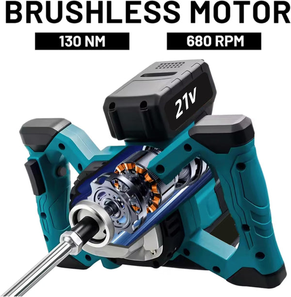 MISCELATORE ELETTRICO A BATTERIA 21V – 2 BATTERIE – MOTORE BRUSHLESS
