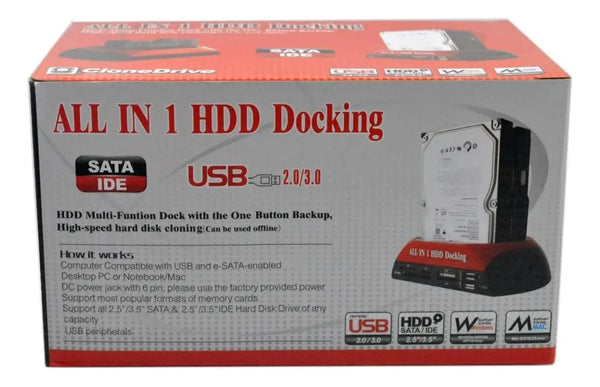Docking Station All in One IDE/SATA | USB 3.0 – Backup con un Tocco – Doppio Slot per HDD/SSD 2.5” e 3.5”