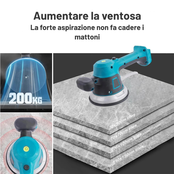 Vibratore per Piastrelle Elettrico 12V Brushless – Livellatrice per Pavimenti e Rivestimenti con Batteria al Litio 5.0Ah | Coppia 30Nm | Ø240mm