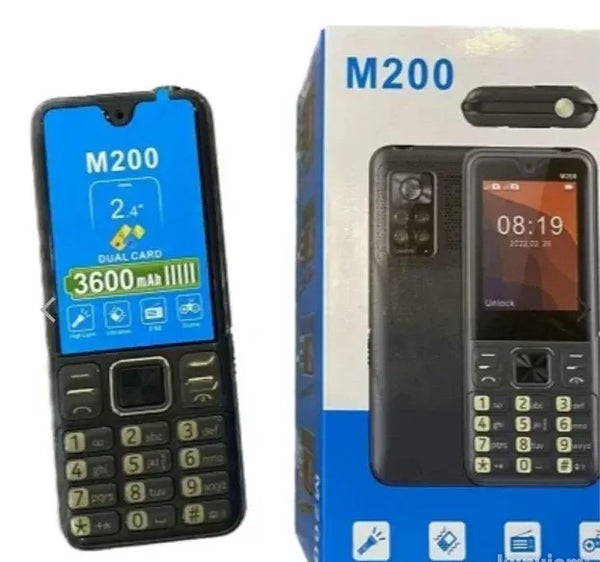 Cellulare M200 | Dual SIM, Batteria 3600 mAh, Torcia LED, Radio FM, Schermo 2.4”