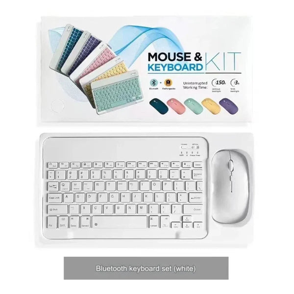 Kit Tastiera + Mouse Bluetooth Ricaricabili | Design Ultra Slim e Silenzioso – Compatibile con PC, Laptop, Tablet e Smartphone