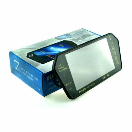 Specchietto Retrovisore con Schermo LCD 7” Full HD | Monitor Retrocamera Auto – Bluetooth, USB, SD, Telecomando