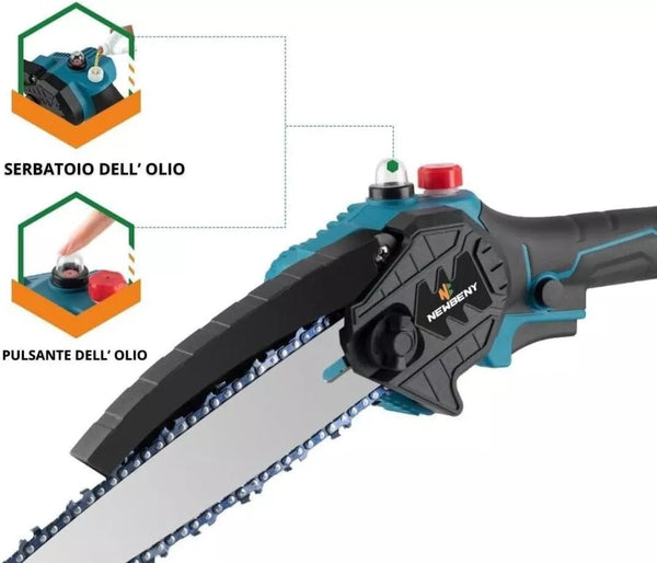 Motosega a Batteria MULINSEN 48V 8” | 400W | Catena Professionale | Taglio Rapido e Preciso | Kit con Valigetta