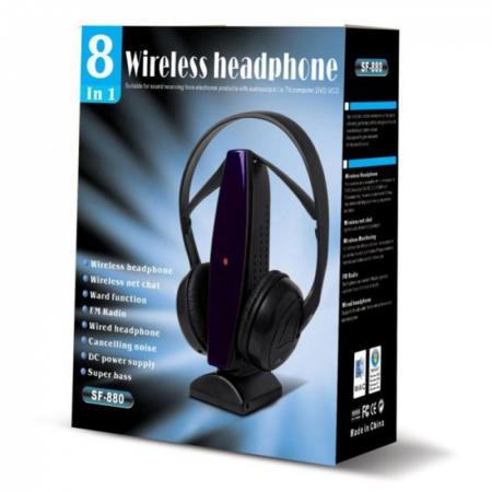 Cuffie Wireless 8 in 1 SF-880 | TV, PC, Console, Radio FM, Super Bass, Noise Cancelling