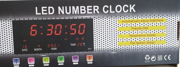 Orologio Digitale da Parete LED 3615 | Display Gigante con Data, Temperatura e LuminositĂ Automatica