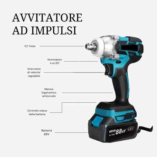 Kit Professionale 2 in 1 Trapano Avvitatore ad Impulsi Smerigliatrice Angolare