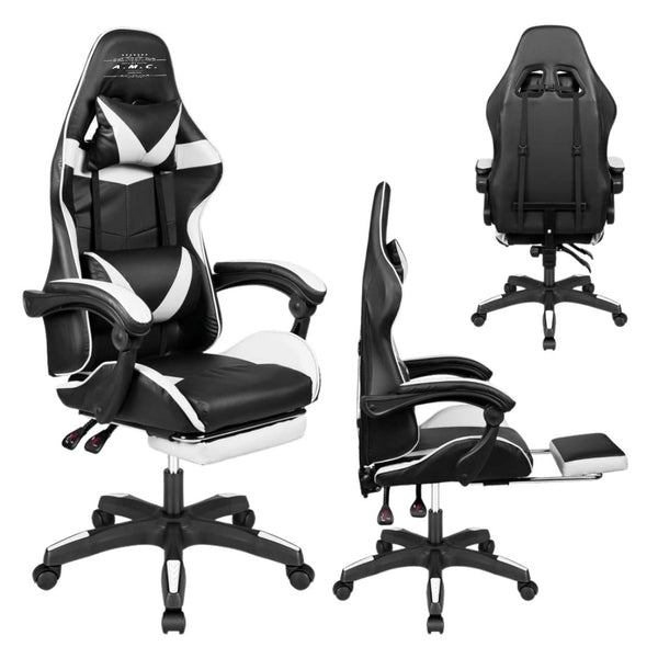 Sedia Gaming Ergonomica Reclinabile con Poggiapiedi —  Ecopelle Premium | Portata 125kg