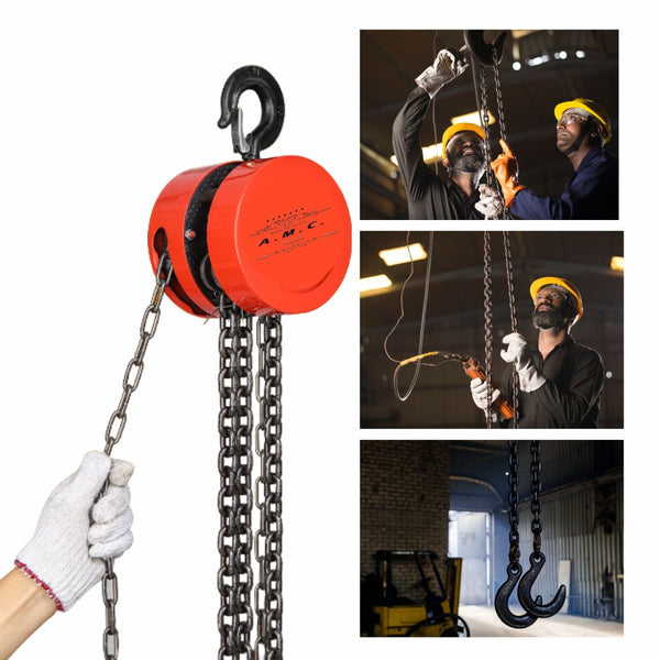Paranco a Catena 1T Argano Sollevatore Manuale Montacarichi 1000 Kg 3 Metri