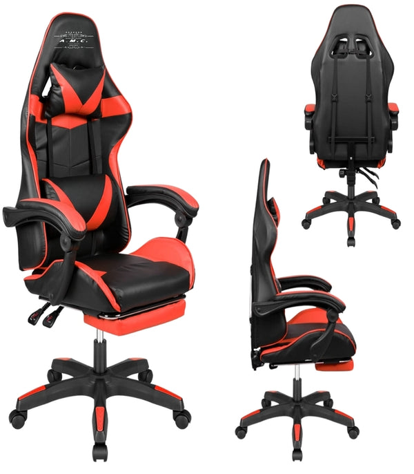 Sedia Gaming Ergonomica Reclinabile con Poggiapiedi —  Ecopelle Premium | Portata 125kg