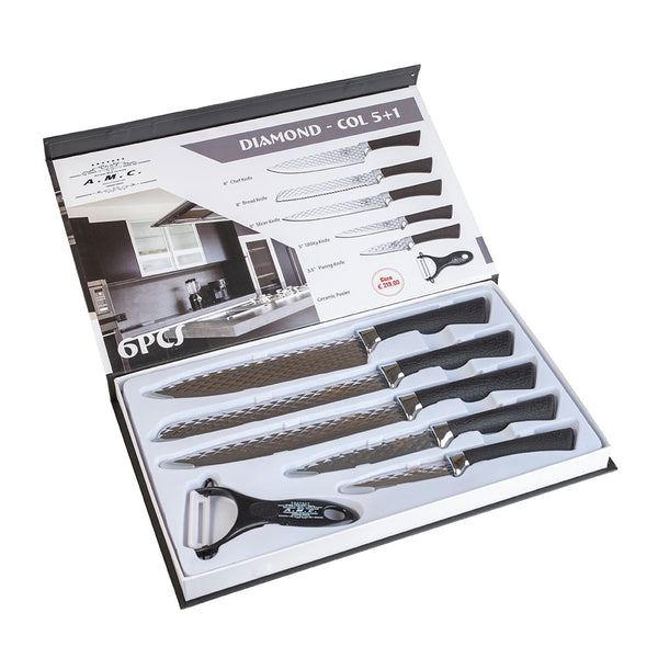 Set di coltelli piu' pelapatate stile moderno 6 pezzi di alta qualita'