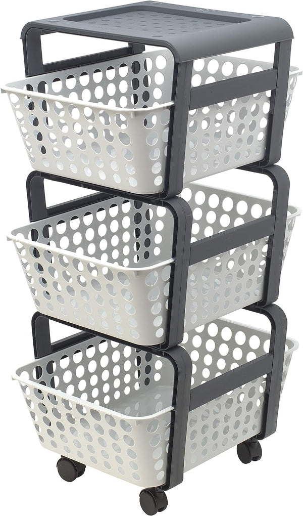 Carrello con Ruote Portatutto Modula, Carrello Portaoggetti a Tre Piani