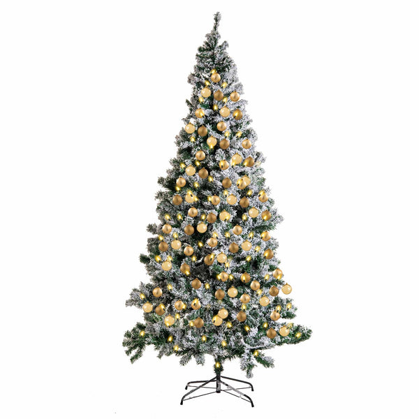 Albero di natale innevato da 240cm in pino verde 1200 rami annodati e rinforzati