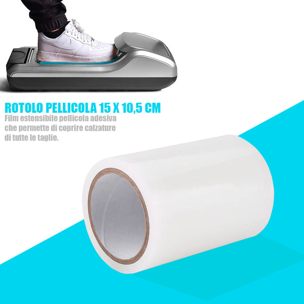 Rotolo pellicola adesiva per dispenser copriscarpe automatico 10x15 cm