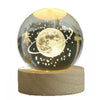 Lampada Notturna 3D Crystal Ball | Sfera in Cristallo con Base in Legno e Luce Calda